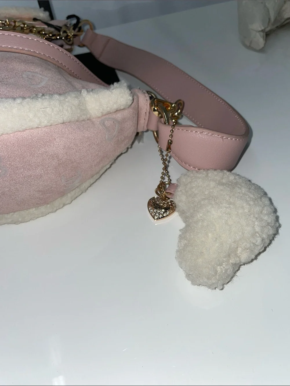 JUICY COUTURE DUSTY BLUSH CRYSTAL SNUGGLE HOBO BAG FTL-08-186